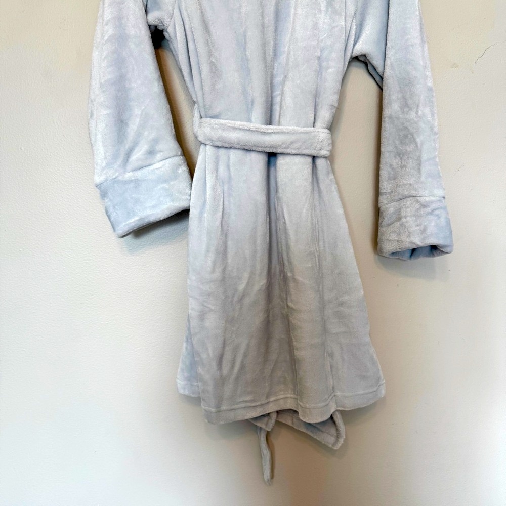 SOMA Plush Fleece Short Robe in Blue Mist - Picture 5 of 8